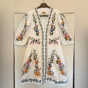 FARM Rio White Dress with Colorful Floral Design
